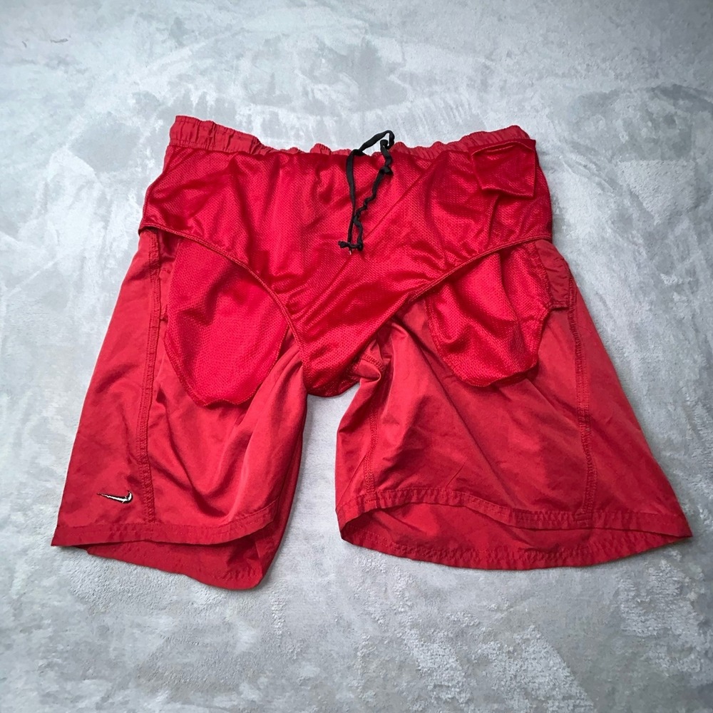 Nike Gray Tag Red Mesh Lined Swoosh Swim Board Shorts VINTAGE Y2K MENS XXL - Picture 6 of 10